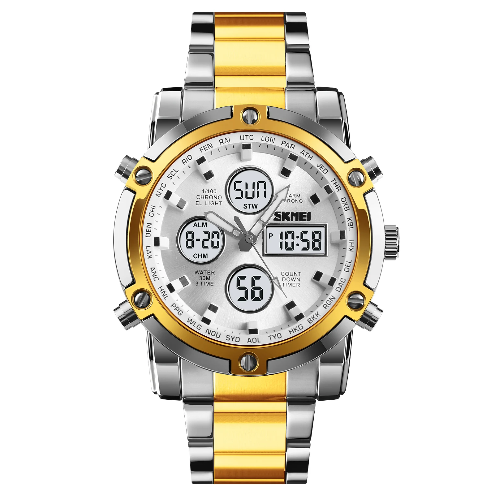 SKMEI 1389 Luxury Steel Analog Digital Watches for Men