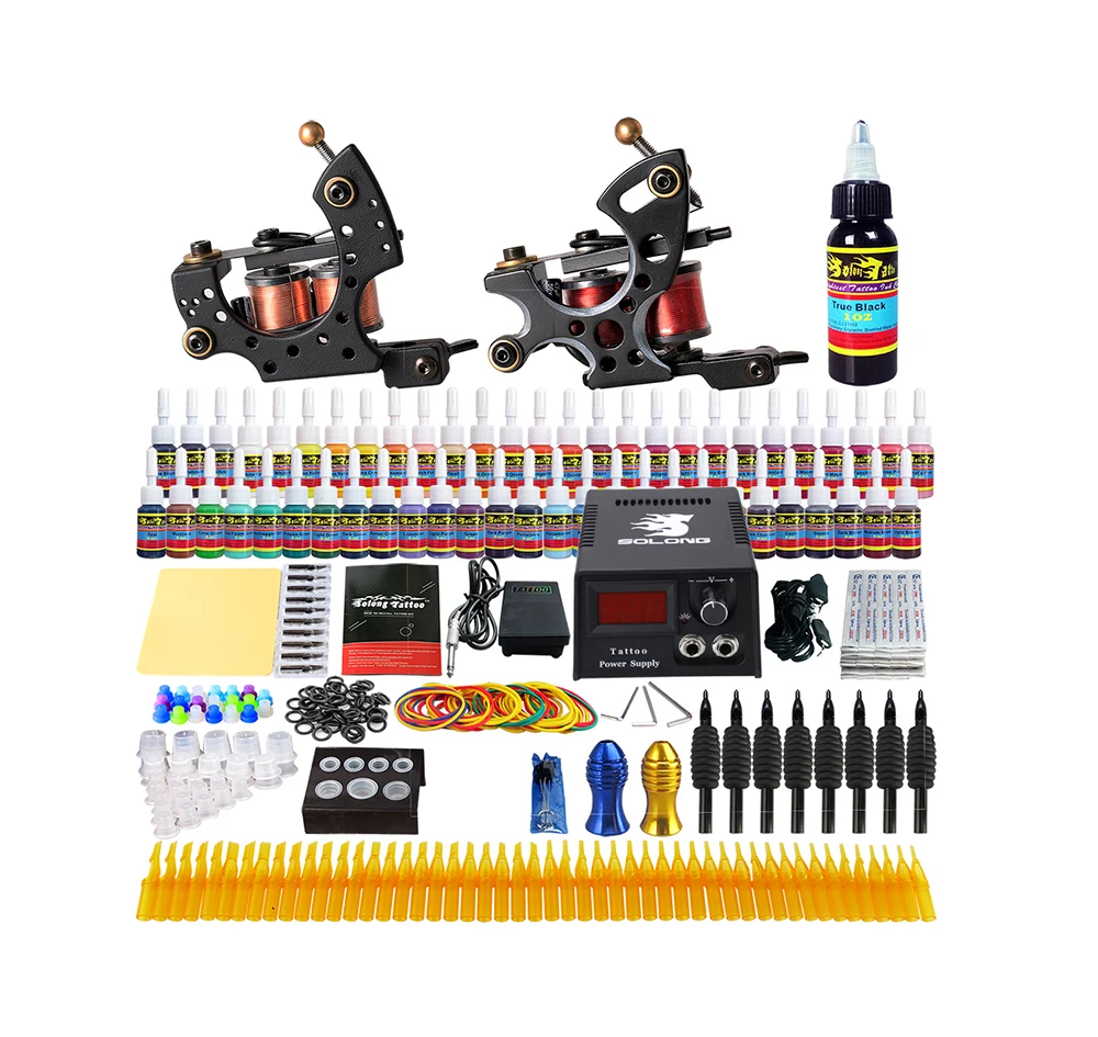 Solong Complete Tattoo Kit 2 Machines 54 Inks Power Supply Grips Tips  Needles Cheap Tatoo Kits - Buy Cheap Tatoo Kits,Tatoo Kits,Complete Tattoo  Kit Product on 