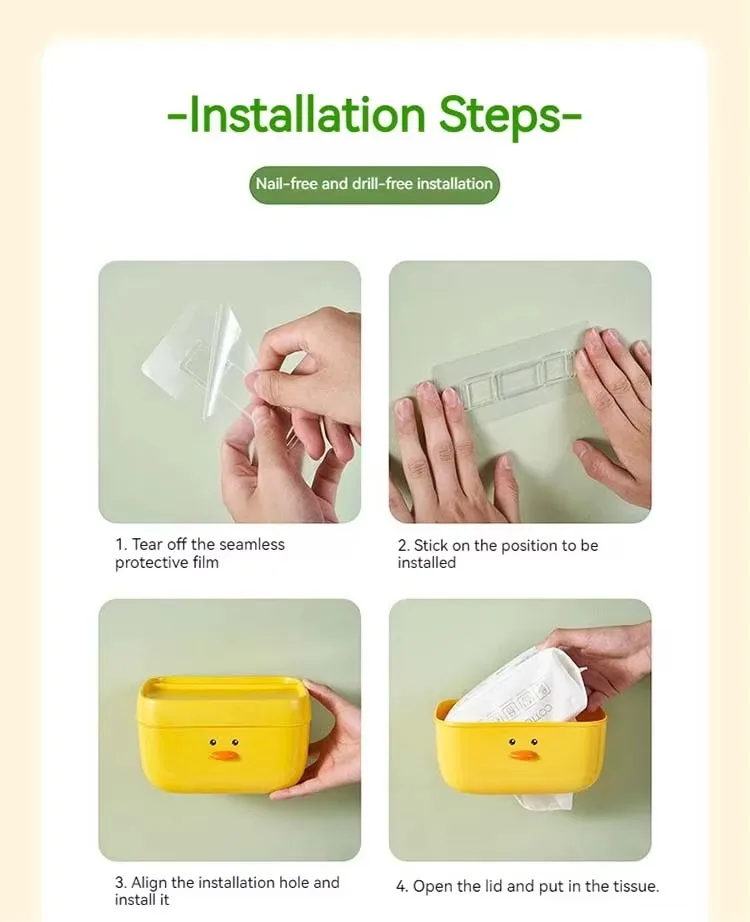 Yellow Duck Shape Desktop Dustproof Little Carton Holder Simple Household Plastic Tissue Box manufacture