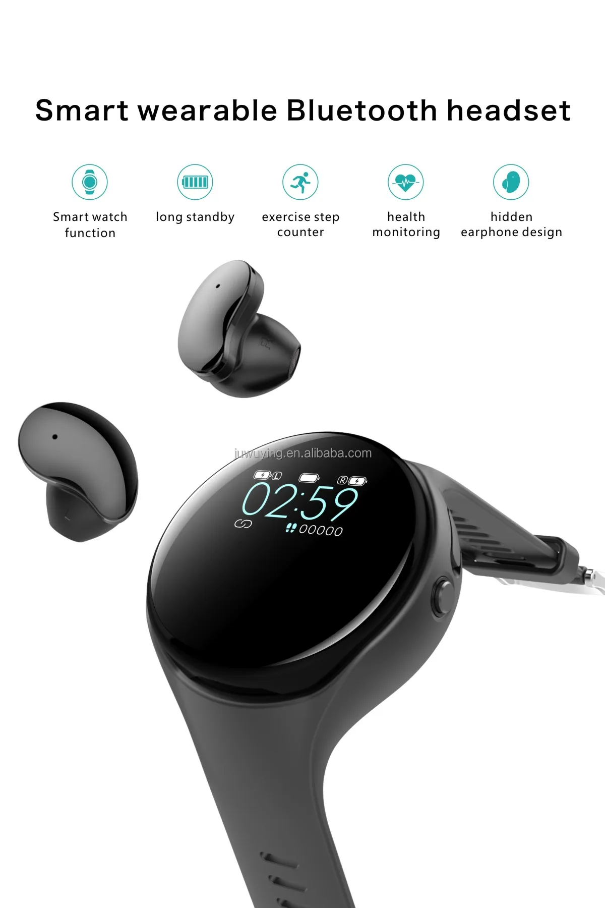 New Multi Functions Wireless Earbuds W1 With Tracker 2 In 1 Smart Watch