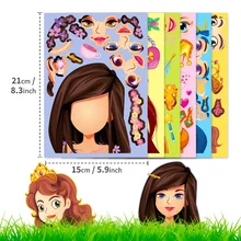 6 Pieces Per Pack Princess Face Change DIY children's Puzzle Cartoon Puzzle Stickers Make A Face Toy Puzzle Sticker