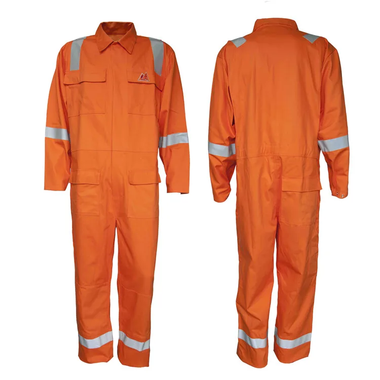 Orange Flame retardant safety uniform for construction workers