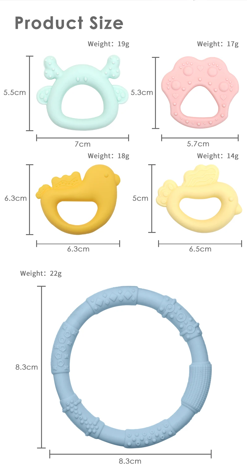 Jwx Custom Silicone Chewable Toys Baby Teething Toys Teether Sensory ...