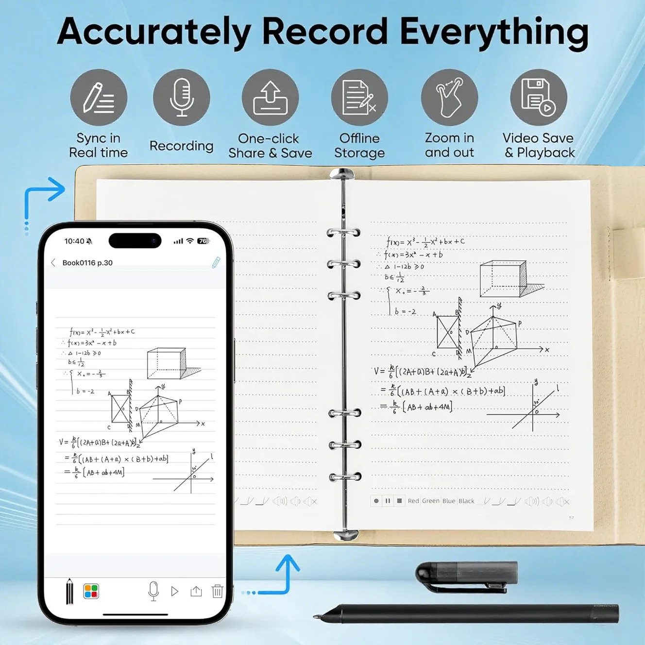 Portable Easy Notepad Digital Cloud Storage Electronic Digital Writing Sync Dot matrix Pen Smart Notebook With App
