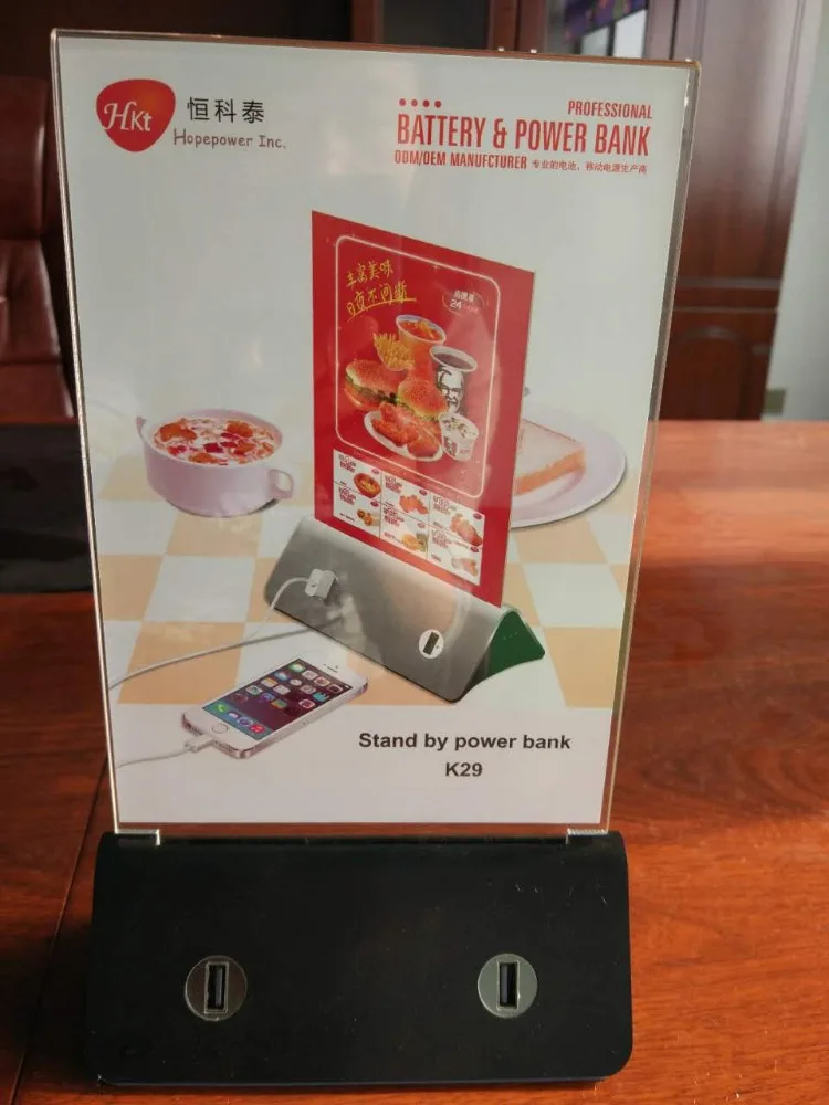 2023 New Electrical Products  4 USB Ports Table Stand Restaurant Holder Menu Power Bank Stand Display Usb Charger