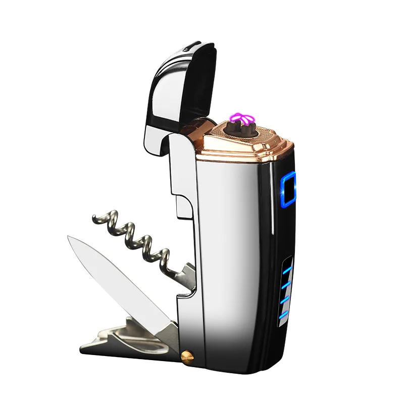 Multifunctional Cigarette Double Arc Lighter with Bottle Opener and Folding Utility Knife Survival Tool Is Cigarette Accessories