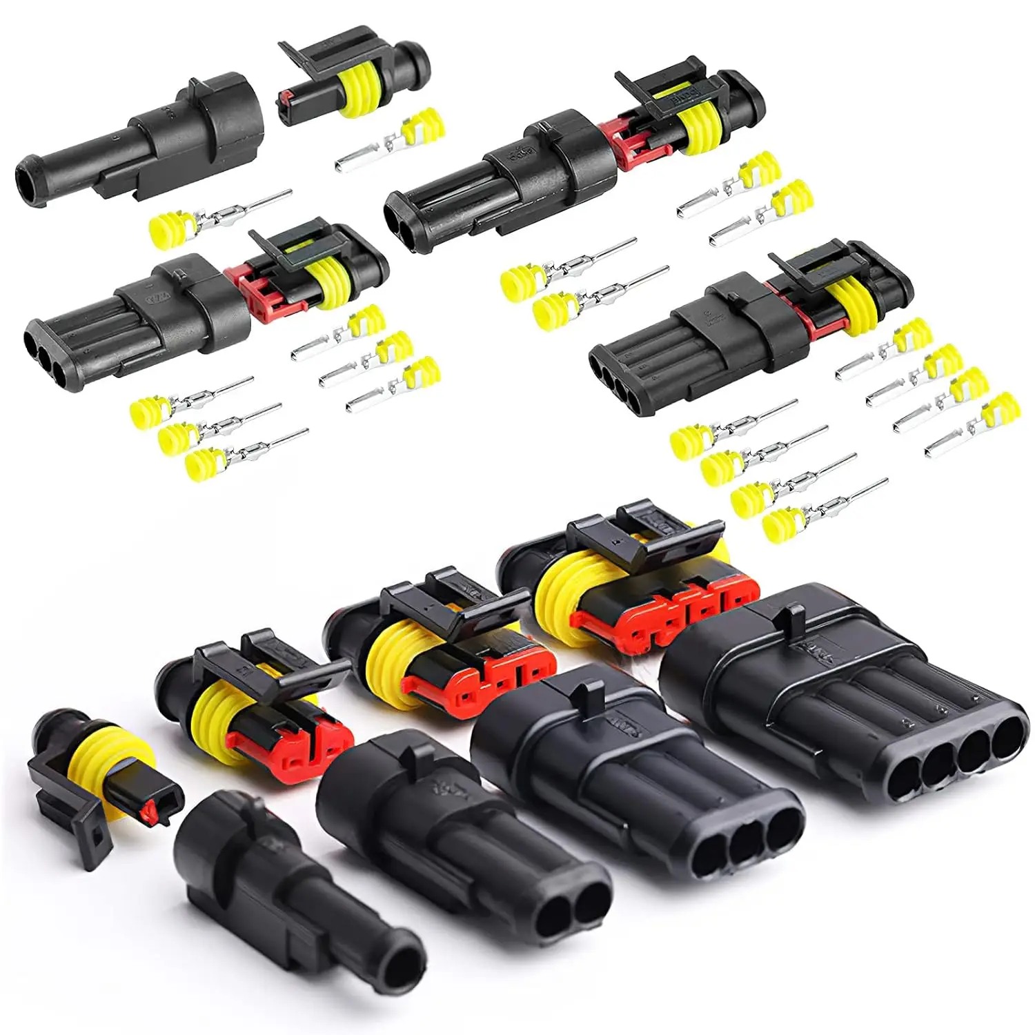 2-Pin IP67 Stecker 5 Sets - Wasserdichte Auto Stecker TE Ersatz Mcon Protec