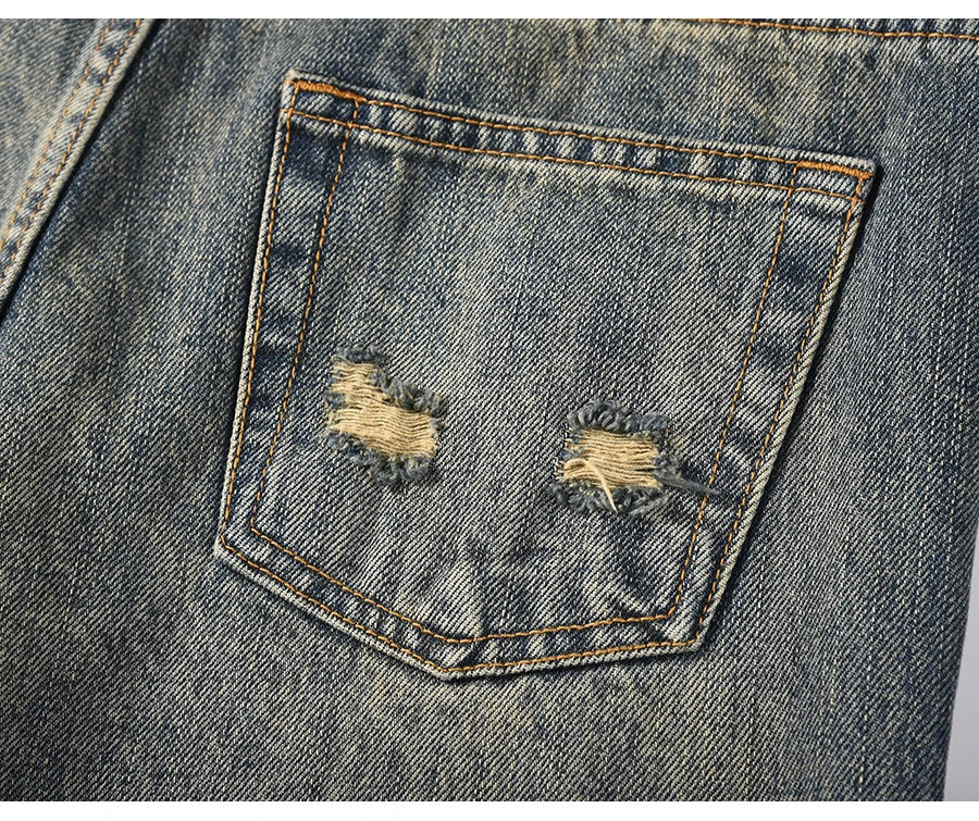 Etichetta personalizzata drop shipping street wear stock baggy produttore uomo blu dipinto impilato jeans denim svasati_voghion.com