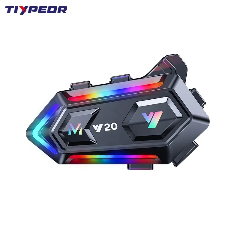 TIYPEOR Motorcycle Helmet BT Headset Rider RGB Colorful Lights Waterproof 1000mAh Music Player Communicator Speakers