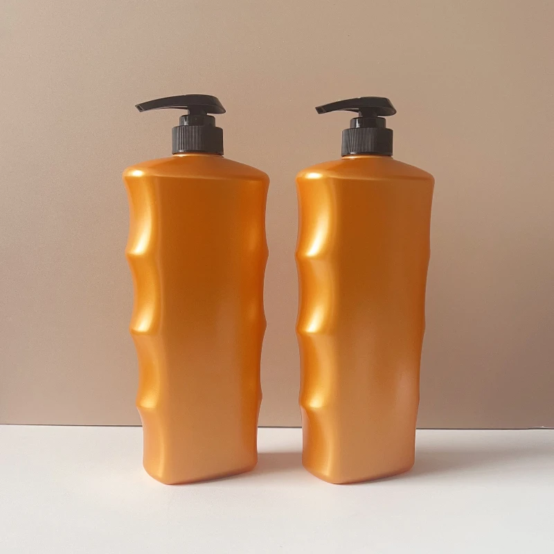 2024 New Large-capacity 1000ml Pet Body Wash Shampoo Water Bottle Pressure Pump Emulsion Flat Bottle