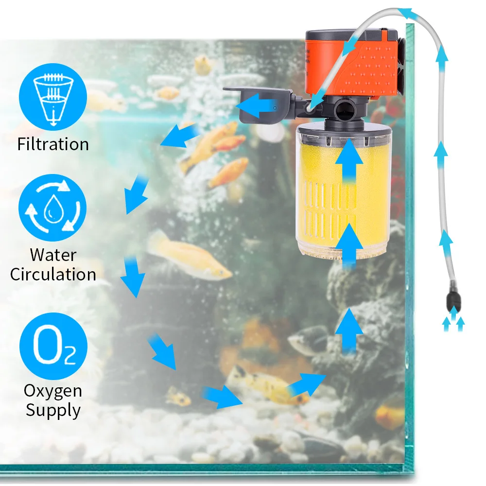Xilong Aquarium Internal Filter Pump With Sponge For Fish Tank Air Pump