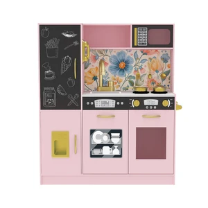 EDULAND Modern Wooden Toy Set Customizable Kids Pretend Play Kitchen with Light & Sound Effects MDF Preschool Toy