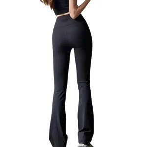High Quality Original Brand Women Standard Yoga Pants Slim-Fit Elastic Waist Lifting Flared Solid Pattern Yoga Pants