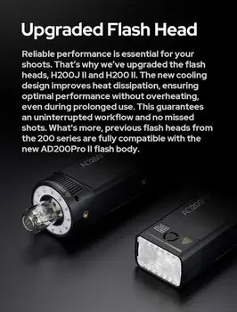 Godox AD200 Pro II Godox AD200Pro II Godox AD200ProII, One-Tap Sync with X3, Optimized Flash Heads, BiColor LED Modelling Led detail image