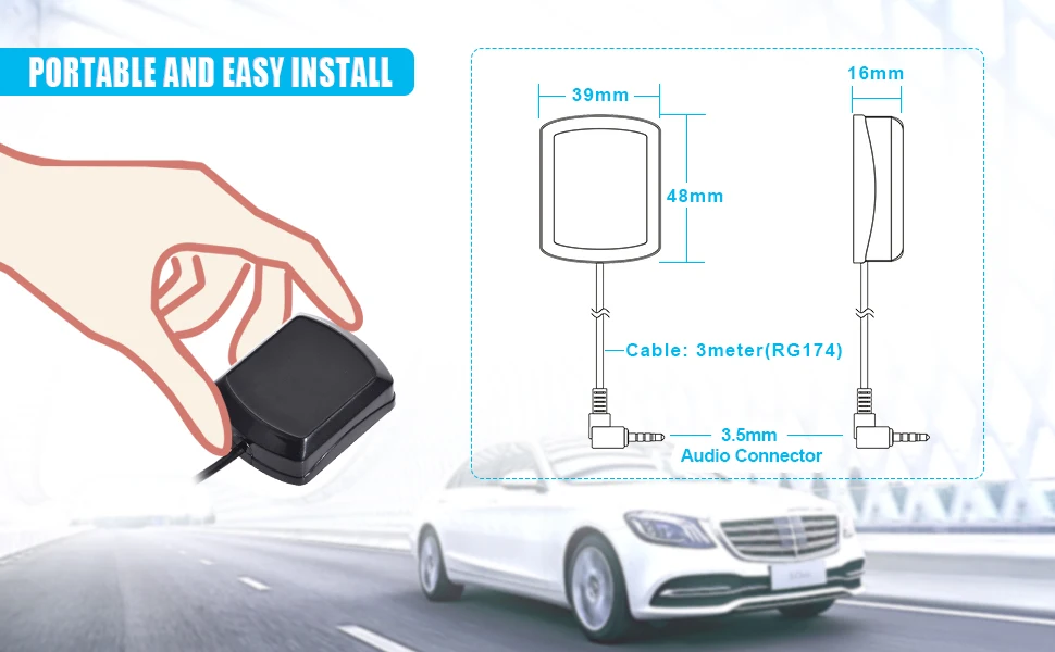 Superbat 3.5mm Male Ringht Angle Audio Wifi Outdoor Gnss Antenna Gps