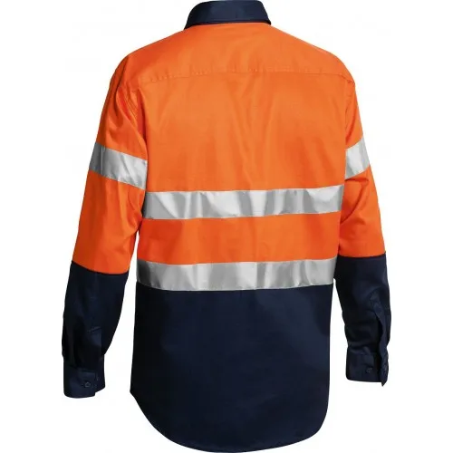Hi Vis Work Shirt With Reflective Tape Cotton Drill Safety Shirt Miner ...
