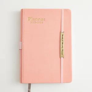 Custom Logo 2022-2023 A5 Pink Spiral Weekly Monthly Manifestation Goal Diary Journal Planner Agenda