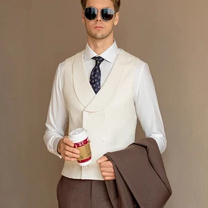 Men's Breathable 3-Piece Formal Business Suit with Flat Lapel Wedding Wear Including Trousers