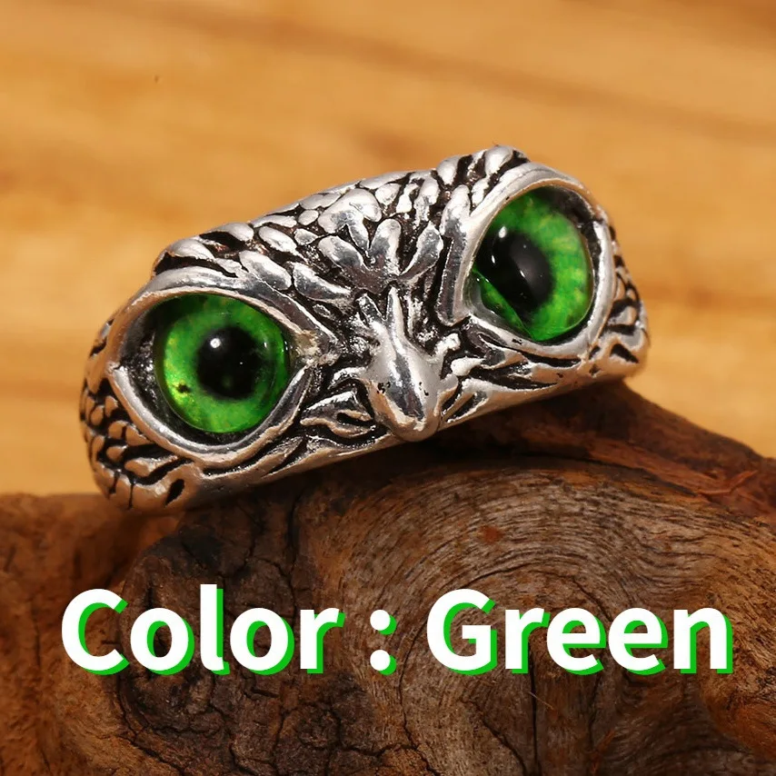 New Retro Blue Eyed Owl Ring