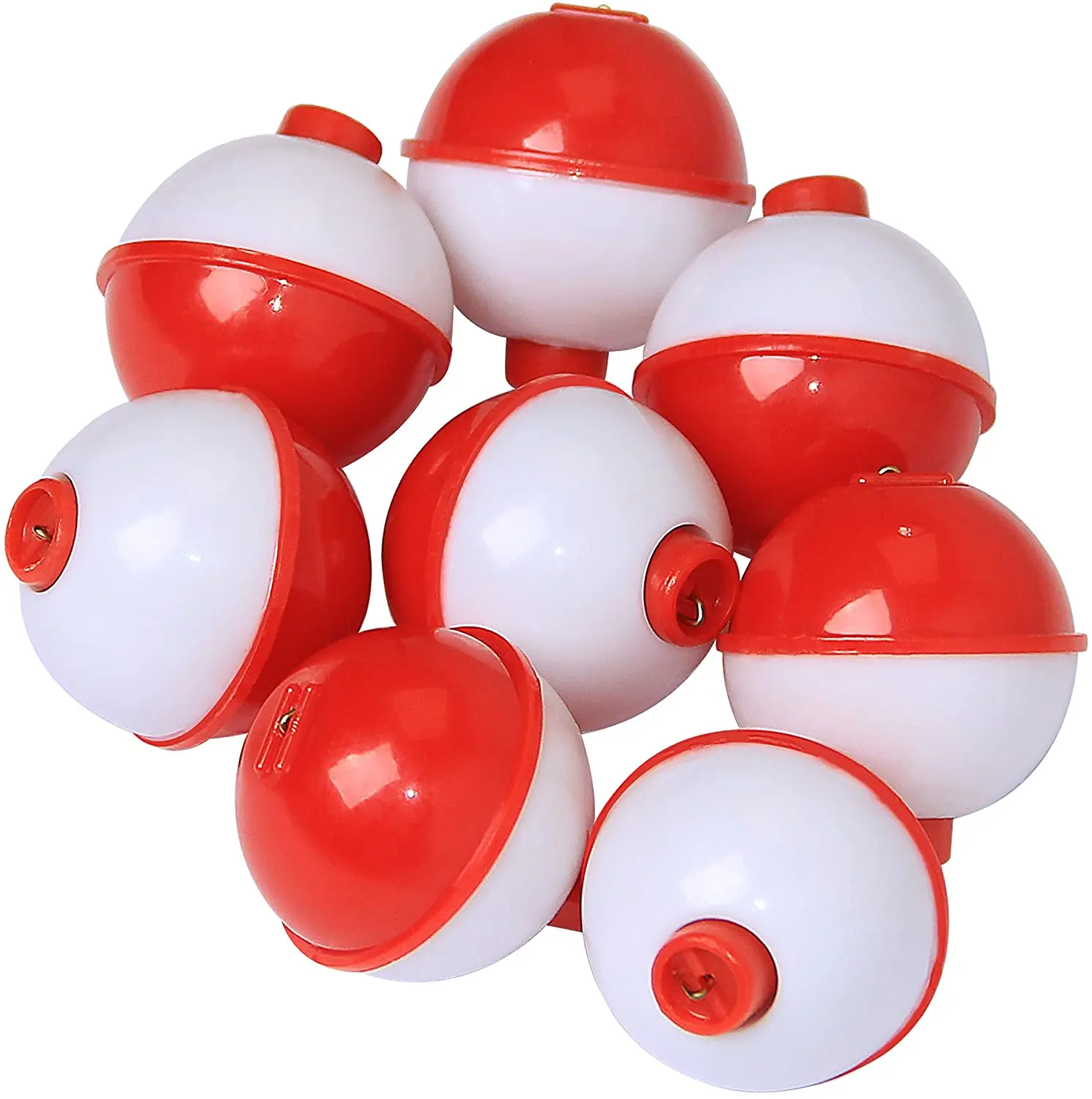 200  PACK-1" Fishing Bobbers RED & WHITE Snap-On Round Floats Wholesale@US 