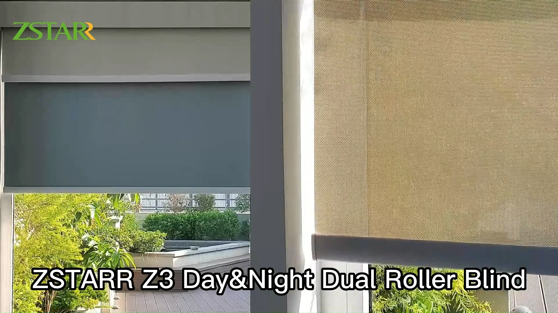 Zstarr Day And Night Dual Layers Motorized Cordless Roller Blinds