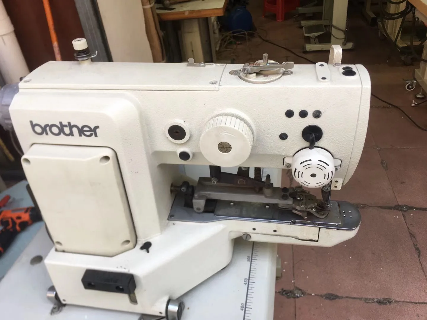 Used Brother 438F  Direct Drive Computer Flat Sewing Lockstitch Button Attaching Machine