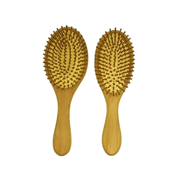 High quality oval shaped bristle hair brush FSC natural bamboo hair brush for hair styling