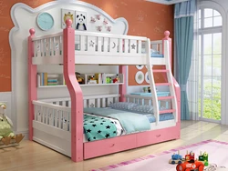 Красочная деревянная детская недорогая двухъярусная кровать для детской спальни