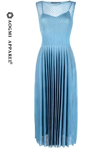 Couture Fashion Women's Satin Cowl Neck Sleeveless A-Line Maxi Pleated Skirt Breathable & Eco-Friendly