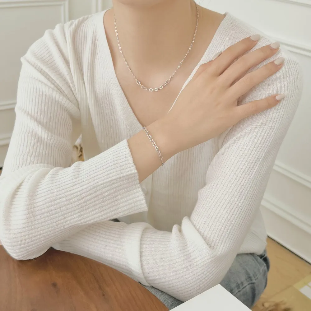 KAKODIY simple design 925 sterling silver rhodium 14K gold plated chain necklace for everyday wear detail 6
