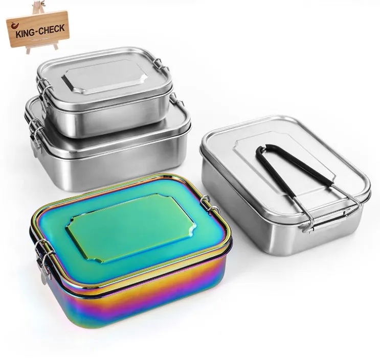
Рекламный подарок с воздушным замком простой металлический офисный школьный воздухонепроницаемый контейнер для хранения продуктов высокого класса bento Ланч-бокс из нержавеющей стали 