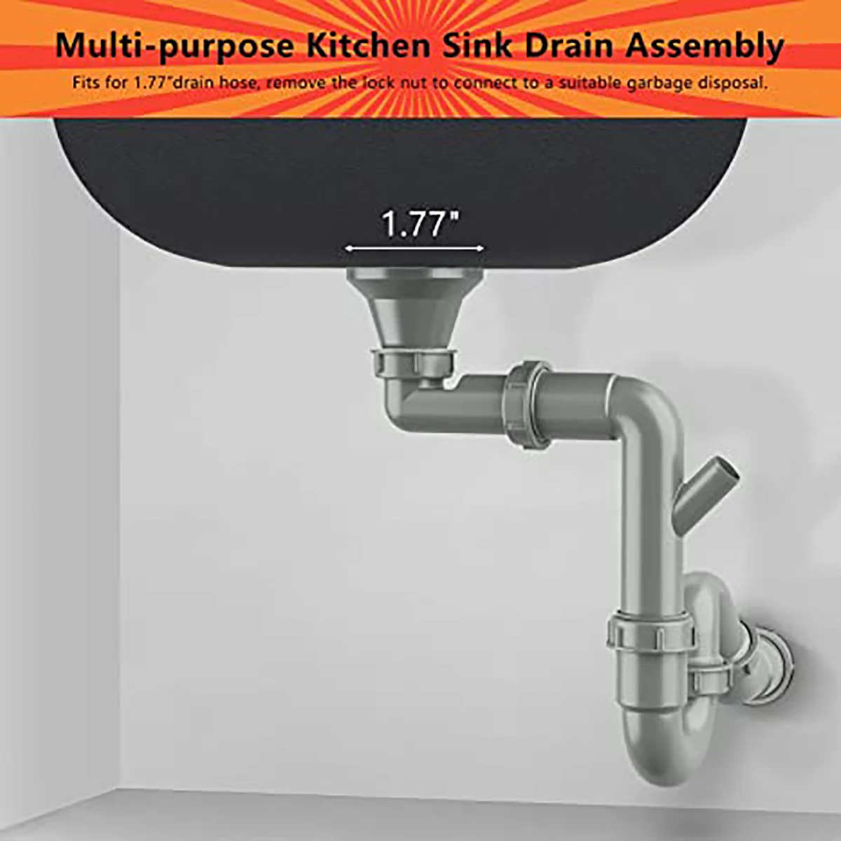 product new hot sale 40mm all in one drainage pipes kitchen plastic pp sink drain tube multi function p trap pipe for adjustable drainer-3