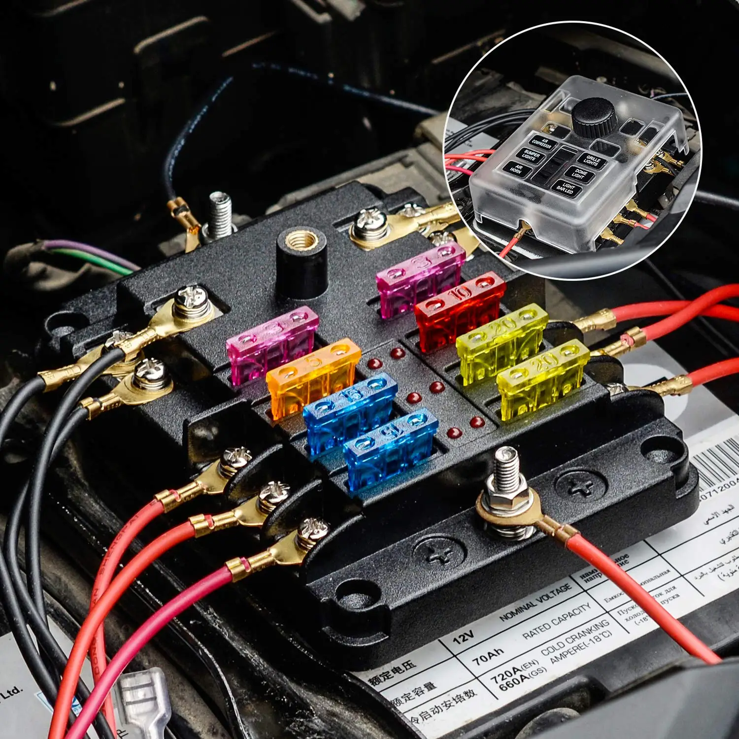 Porte-fusible 6 voies, Camion de boîte à fusibles de véhicule automatique ATO 12V ~ 32V | Leroy