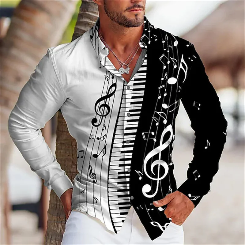 Graphic Printing of Mens Shirts Button Shirt Clothing Design Customized  Shirts 2025 Music Button Top Long Sleeve in Summer