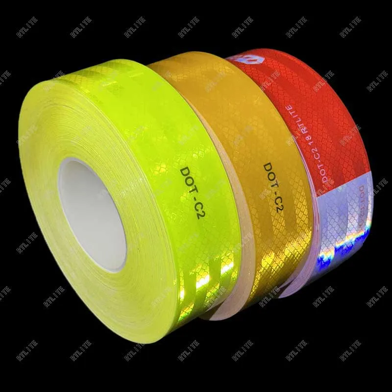 5 Years Acrylic 2"X150ft Red White DOT C2 Approved DOT Reflective Tape Seamless Adhesive Reflective Sticker factory