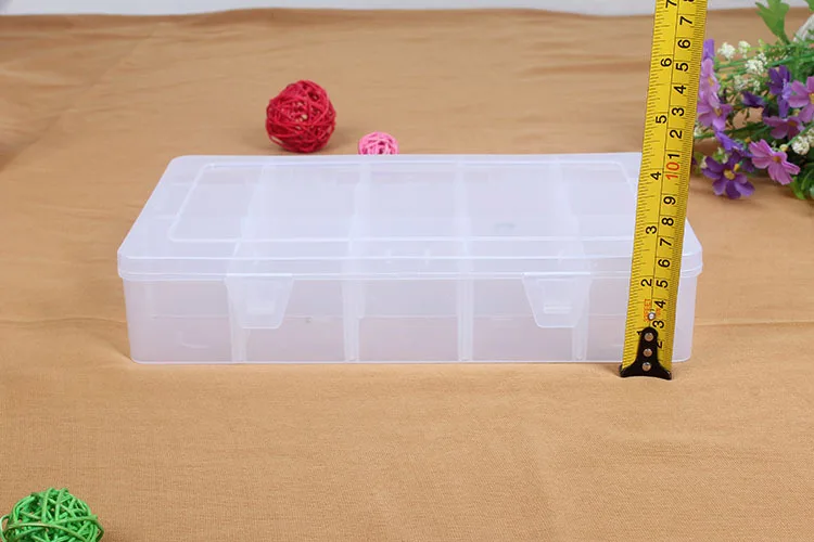 Detachable Dividers Injection Mold 15 Clear Compartments Small Part Organizer Jewelry Earring Bead Storage Box Container Plastic
