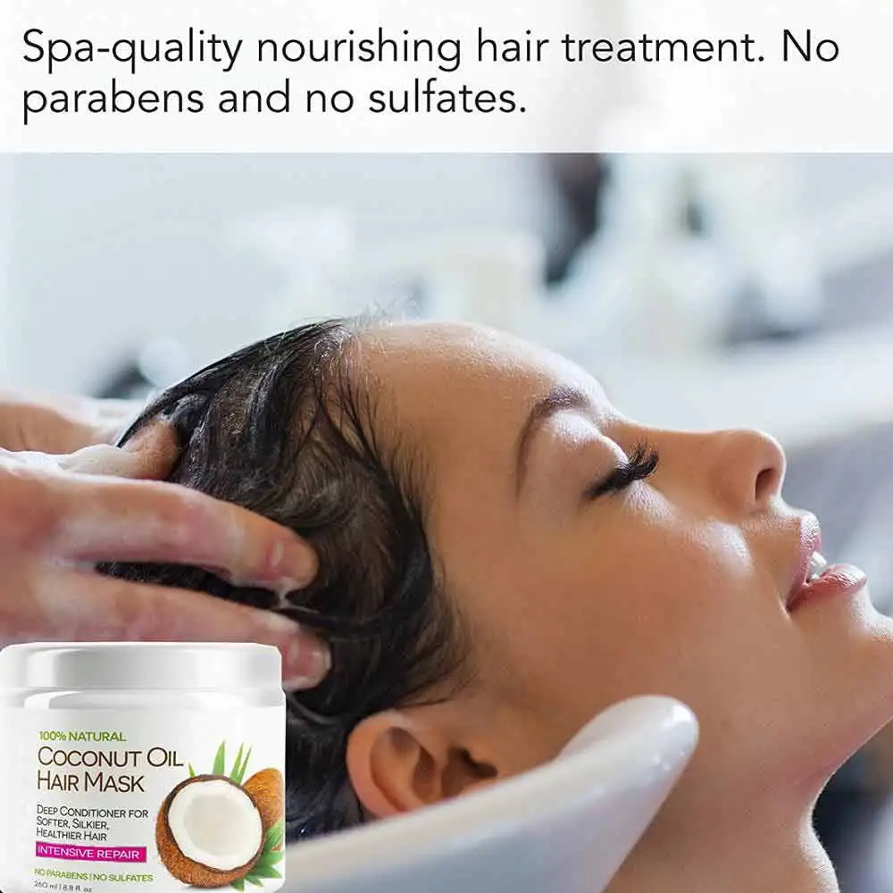 
 Оптовая продажа, натуральный Уход за волосами, Кокосовая восстанавливающая маска для волос, частная марка, маска для волос на заказ  