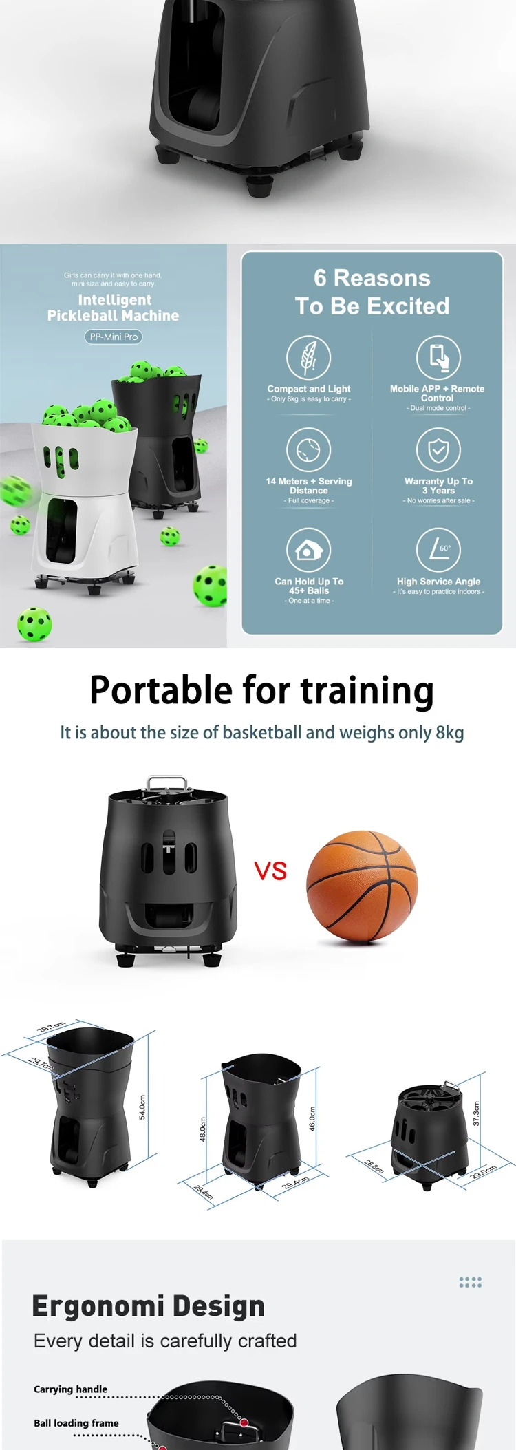 TenniSmash TS-08 ABS Mini Tennis Net Ball Machine with IOS/Android App-Controlled Robot Trainer and European Plug