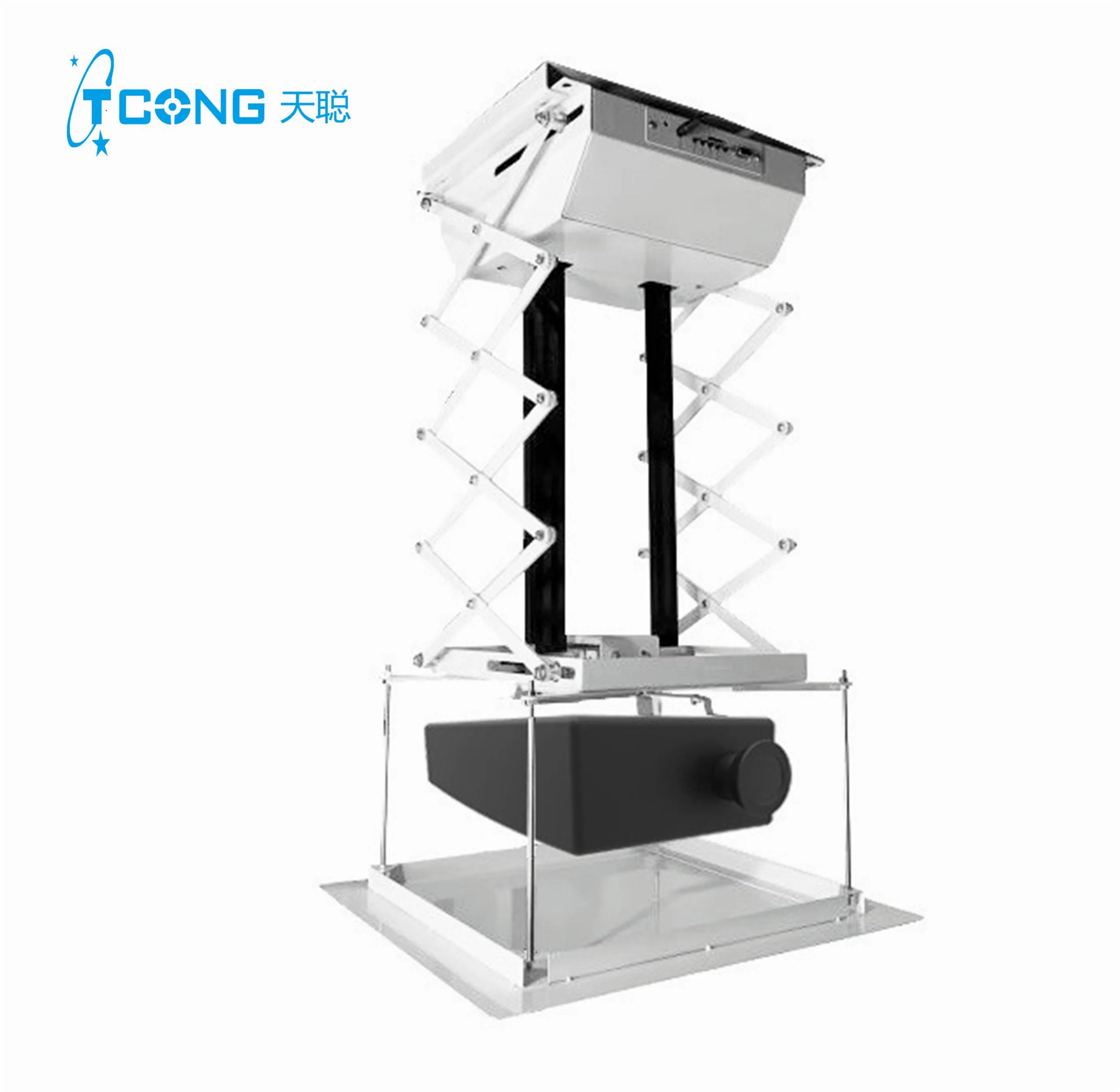 Heavy Load Motorized Projector Ceiling Mount Retractable Scissor Projector Lift Beamer Lift  with Remote for Projection Screen