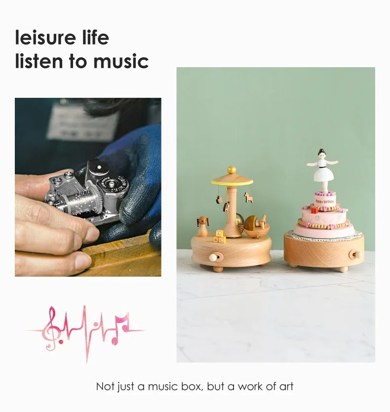 Creative Popular Fun Lovely Toy Movable Wooden Customized Carousel