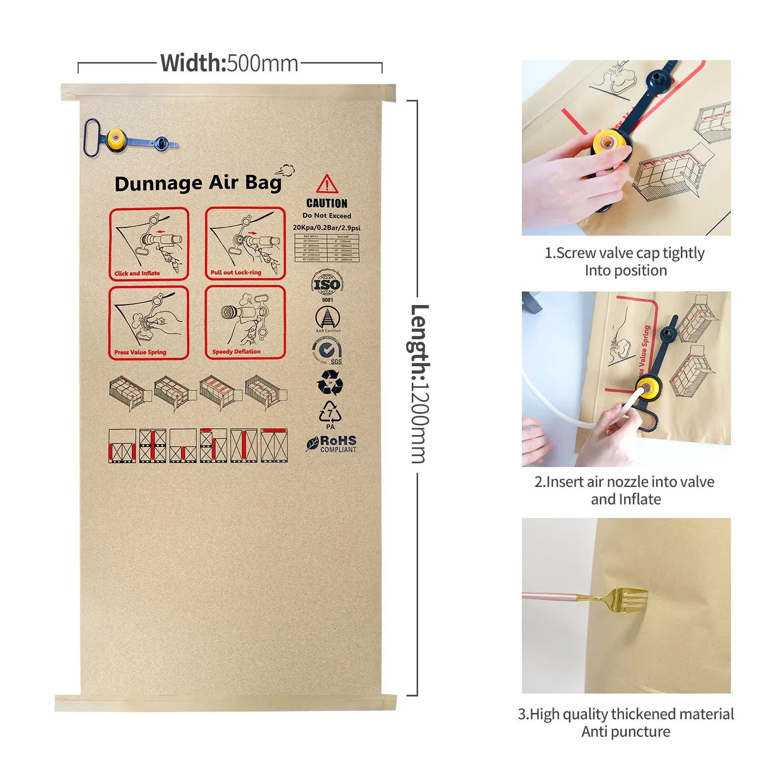 Inflatable Load Cushion PP Woven Recyclable Shockproof Buffer Padded Durable Heavy-duty Container Air Dunnage Bag