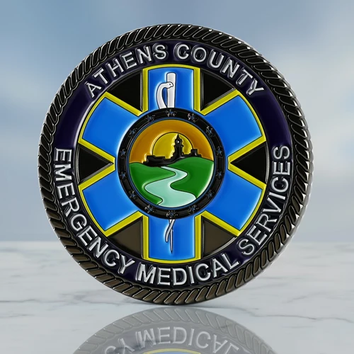 Custom soft enamel challenge coin with Star of Life design
