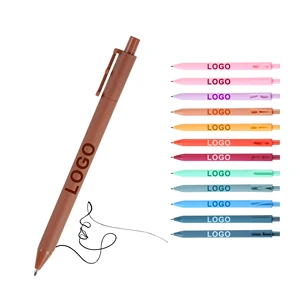 Promotional Bulk Plastic Multi-color Retractable Rubber Ballpoint Pen with Customized Logo Printed Advertising Ball Point Gift