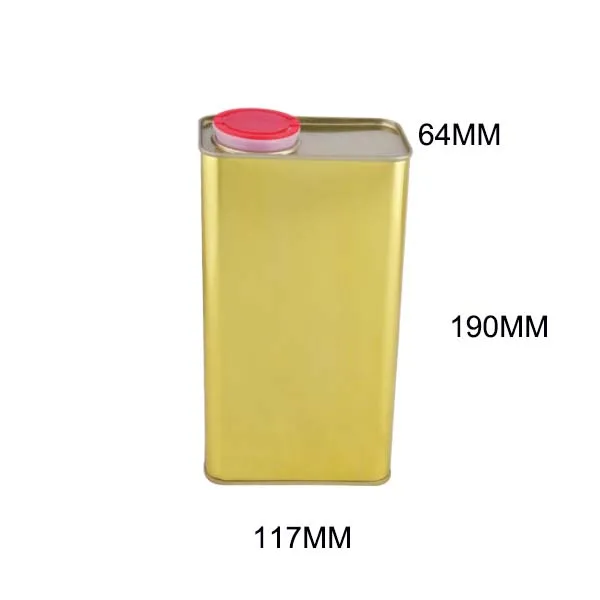 1L Rectangular Tin Cans for Oil Packing Olive Oil Cans Food Grade Metal Cans 1000ML  with Plastic Spout