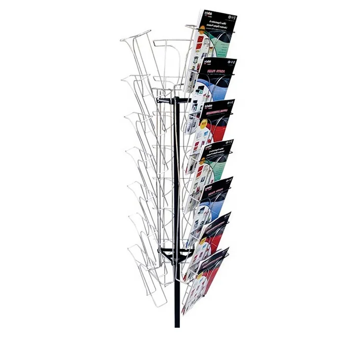 Floor Spinning Standing Magazine Promotional Book Brochure Display Rack Stand Metal Rotating Book Shelf