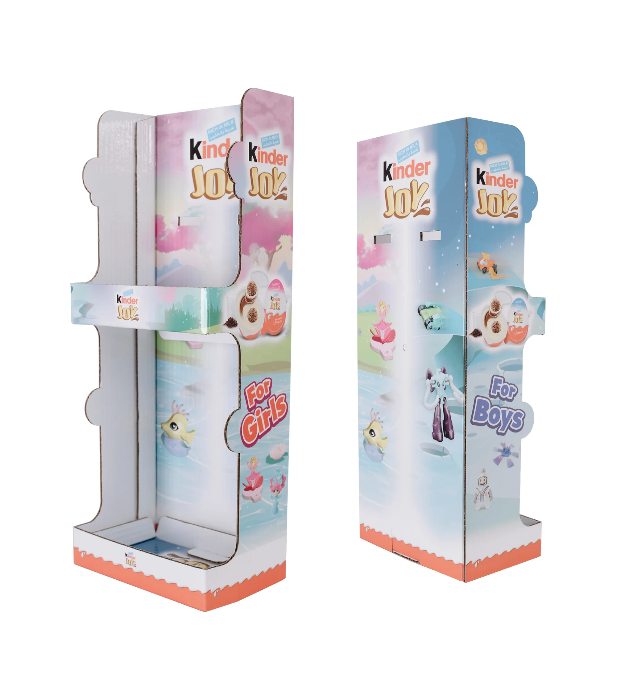 Cardboard Display Stand for Promotion of Chocolate Kinder Joy for Girls