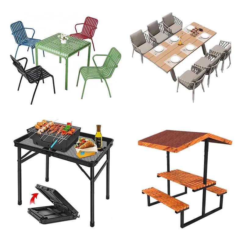 6 Seater Garden Courtyard Dining Slatted Top Cast Aluminum French