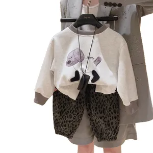 Children's Sweatshirt Sets - New Autumn Style - Boys' and Girls' Leopard Print Dog-themed Clothes - Cartoon Two-piece Set