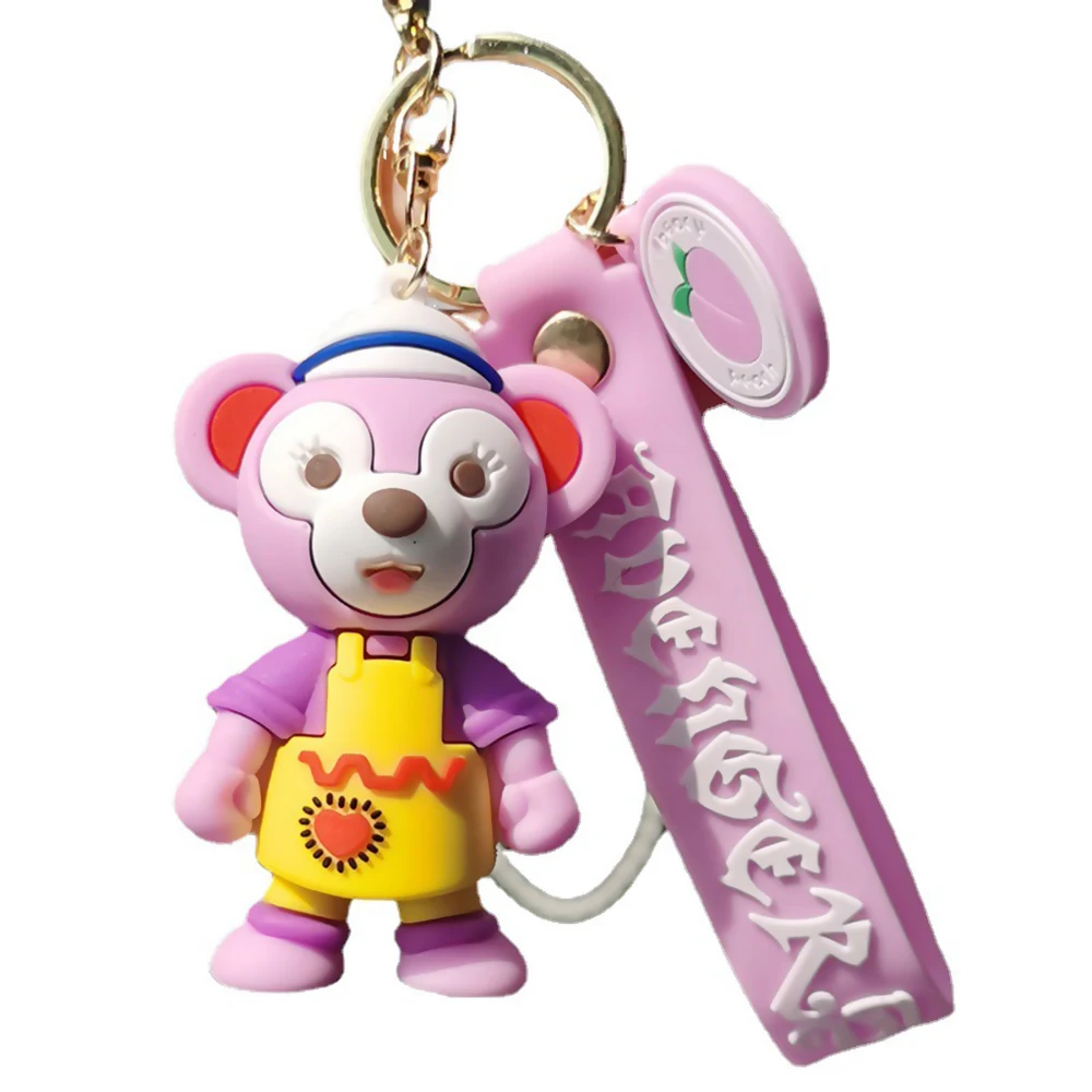 Spot Goods Wholesale Duffy Bear Lovely Soft Rubber Key Button Epoxy Pendant PVC Keychain Originality Key Chain Gift