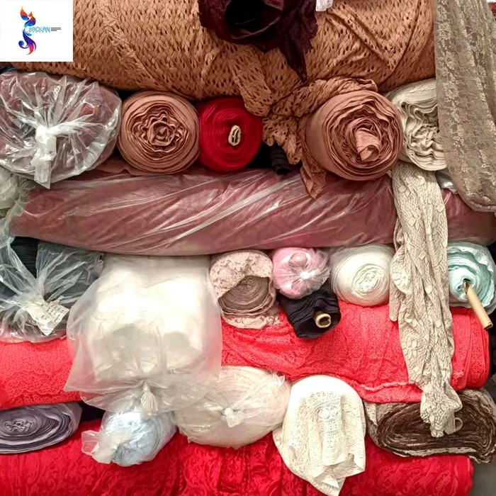 В наличии ткань смешанный тюк нейлон полиэстер кг трикотажная белая недорогая африканская кружевная шторы для